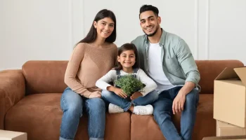 happy family moving homes