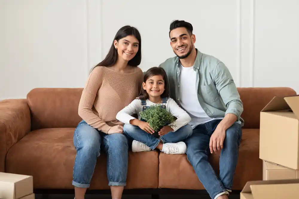 happy family moving homes