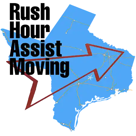 Rush Hour Assist Moving Logo Blue Texas Red Arrow